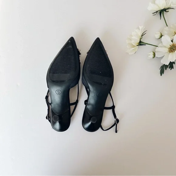 Target A New Day Elegant Black Slingback Heels Embellished Buckle - Picture 7 of 7